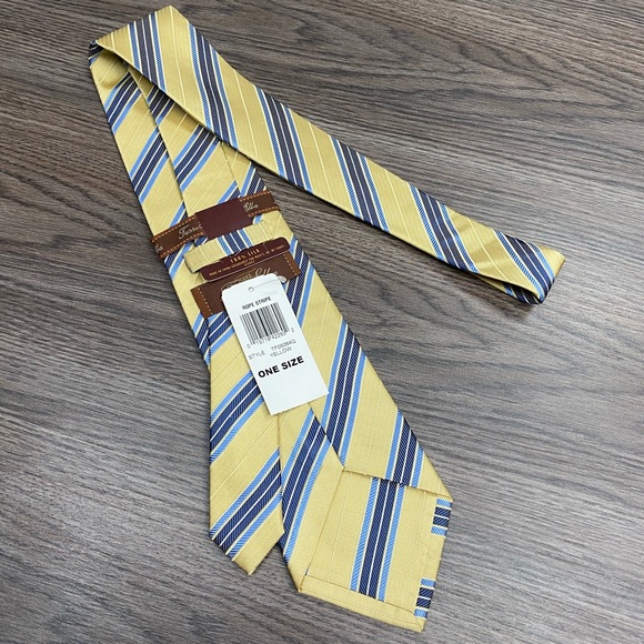 Tasso Elba NWT Yellow w/ Blue Stripe Tie - Picture 2 of 5
